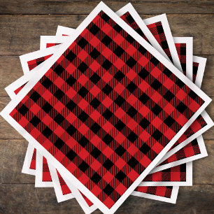 Serviette En Papier Simple Noël Holiday Buffalo Check Motif
