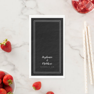 Serviette En Papier Simple Noir Moderne Minimaliste Mariage Dîner