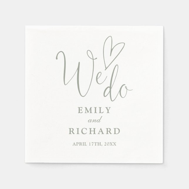 Serviette En Papier Simple Nous faisons Script Love Heart Sage Green M (Devant)