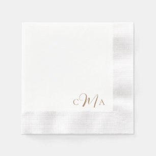 Serviette En Papier Simple or Monogramme Combo Police Mariage Cocktail
