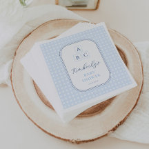 Simple Pale Blue Toile Blocks Baby shower Party