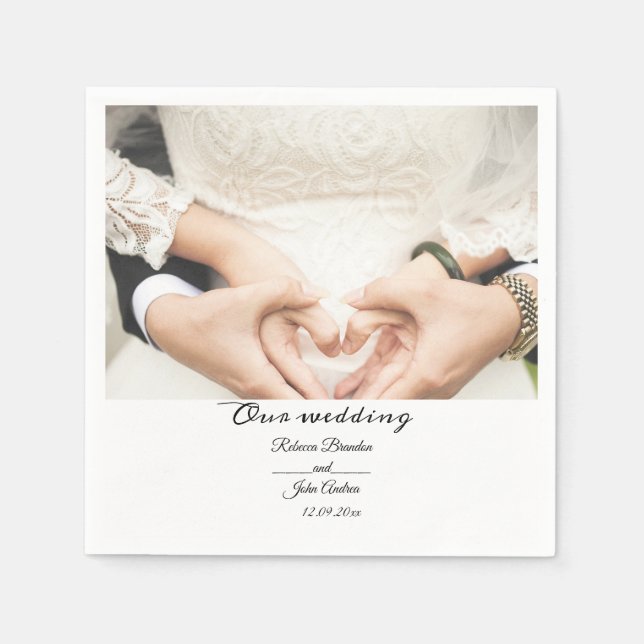 Serviette En Papier Simple personnalisation Script Photo Party (Devant)