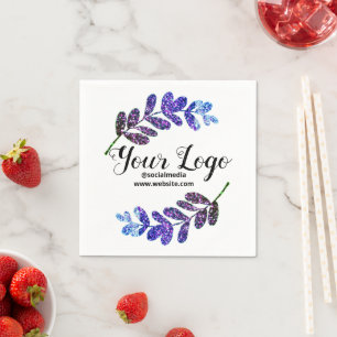 Serviette En Papier simple personnalisé bleu violet noir feuilles ajou