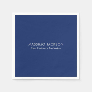 Serviette En Papier Simple Plain Minimalist Elegant Modern Blue