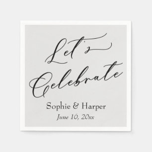Serviette En Papier Simple Police de Luxe Lettre Cursive Célébrons Gri