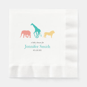 Serviette En Papier Simple Safari Animal Boy Baby shower Sip and See