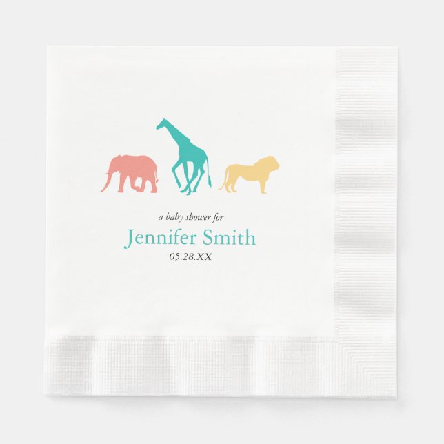 Serviette En Papier Simple Safari Animal Boy Baby shower Sip and See (Devant)