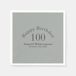 Serviette En Papier Simple Sage Green et Charcoal Grey 100e anniversai