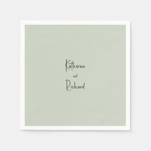 Serviette En Papier Simple Sage Léger Personnalisé Mariage Cocktail II