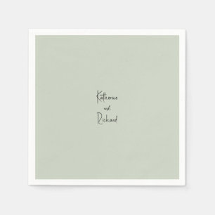 Serviette En Papier Simple Sage Léger Personnalisé Mariage Cocktail Se