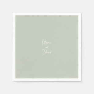 Serviette En Papier Simple Sage Léger Personnalisé Mariage Cocktail Se