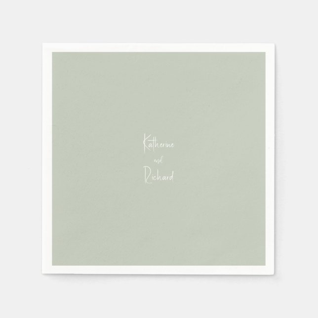 Serviette En Papier Simple Sage Léger Personnalisé Mariage Cocktail Se (Devant)