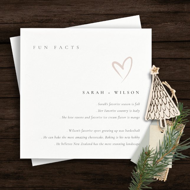 Serviette En Papier Simple Script Blush Heart Mariage Fun Facts (Créateur téléchargé)