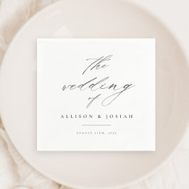 Serviette En Papier Simple Script Mariage Blanc