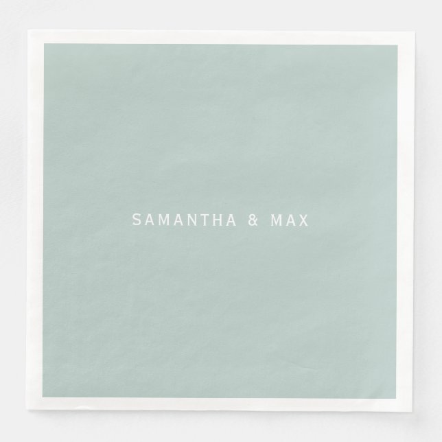 Serviette En Papier Simple Seafoam Couples Noms Dîner Moderne (Devant)
