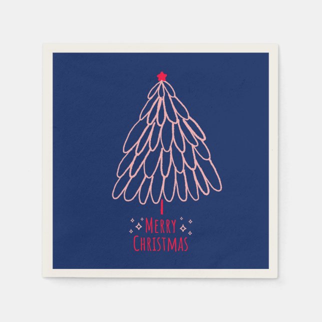 Serviette En Papier Simple Star Tree Mid Mod Joyeux Noël (Devant)