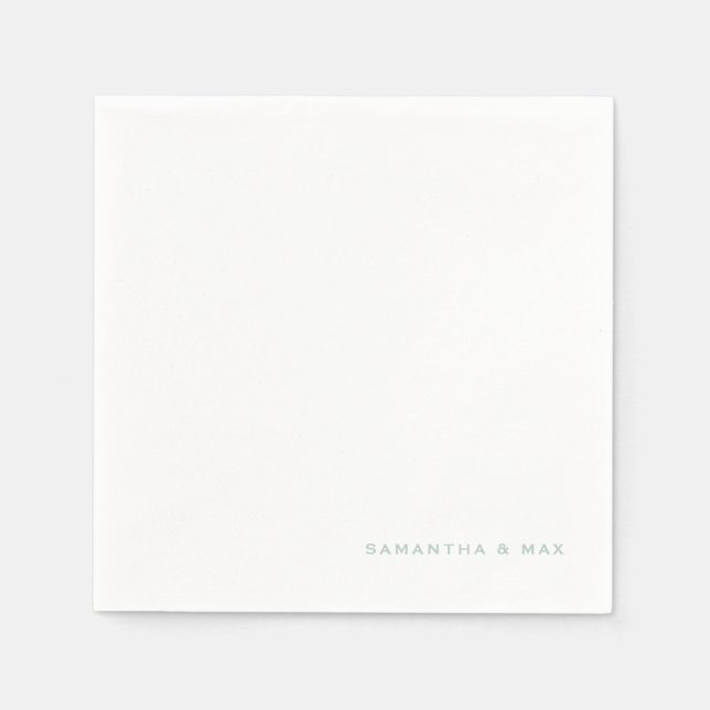 Serviette En Papier Simple White Seafoam Couple Names Cocktail (Devant)