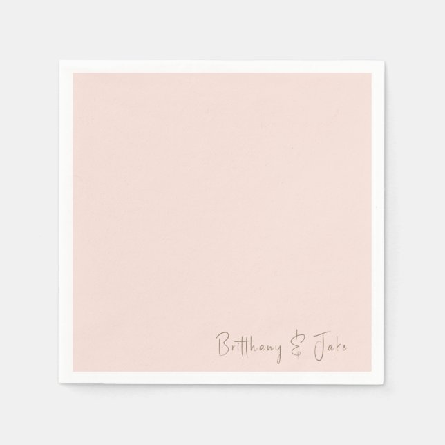 Serviette En Papier Simplement Blush Gold Script Mariage Cocktail (Devant)