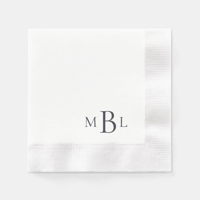 Serviette En Papier Simplement Élégant Monogramme Eggplant Cocktail Co (Devant)