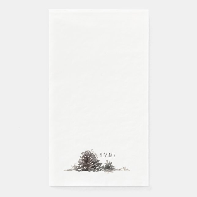 Serviette En Papier Simples Bénédictions de cônes de pin aquarelle (Devant)