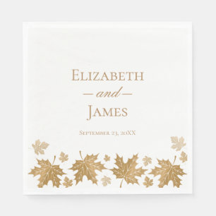 Serviette En Papier Simples Elegant Gold Fall Feuilles de mariage pers