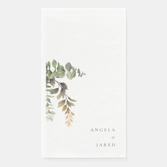 Serviette En Papier Simplicité & Chute Foliage Mariage Nom de couple (Devant)
