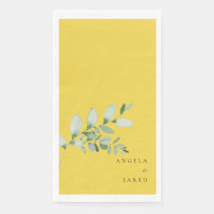 Serviette En Papier Simplicité & Foliage Mariage Jaune clair II