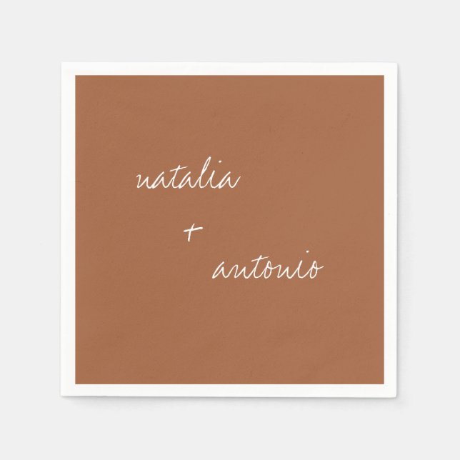 Serviette En Papier Simplicité rustique | Mariage minimaliste en terre (Devant)