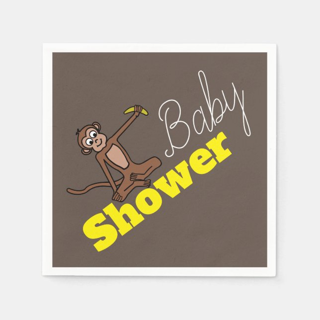 Serviette En Papier Singe, Baby shower (Devant)