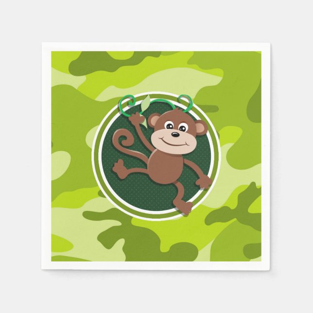Serviette En Papier Singe ; camo vert vif, camouflage (Devant)