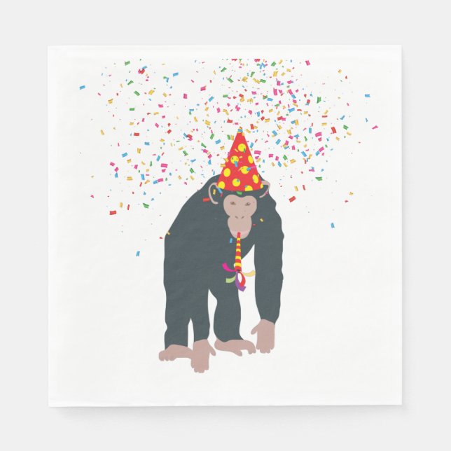 Serviette En Papier Singe Chimpanzé Fête Animaux Fête Fête (Devant)