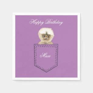Serviette En Papier Singe de poche d'anniversaire personnalisé