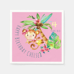 Serviette En Papier Singe Mignon Bleu Anniversaire Personnalisé Joyeux