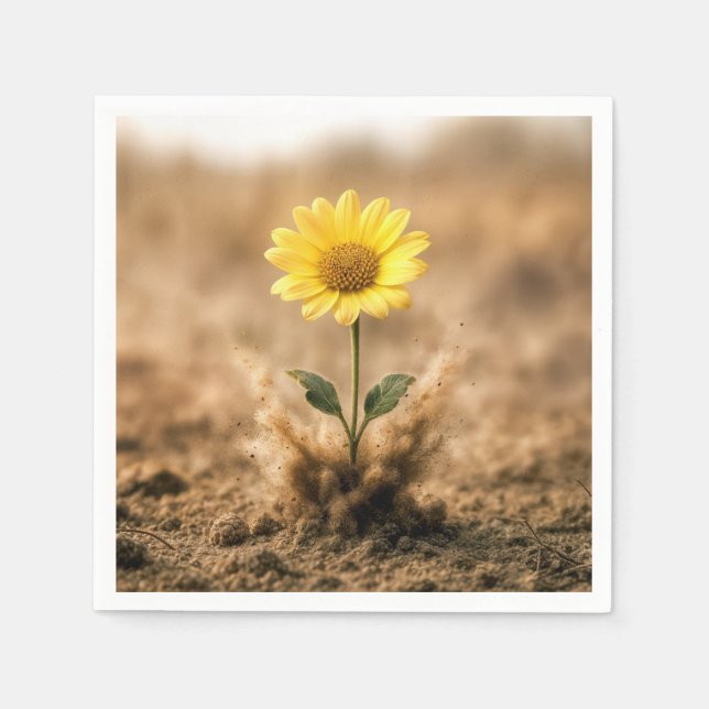 Serviette En Papier Single Yellow Daisy Bursting Out of Dirt (Devant)
