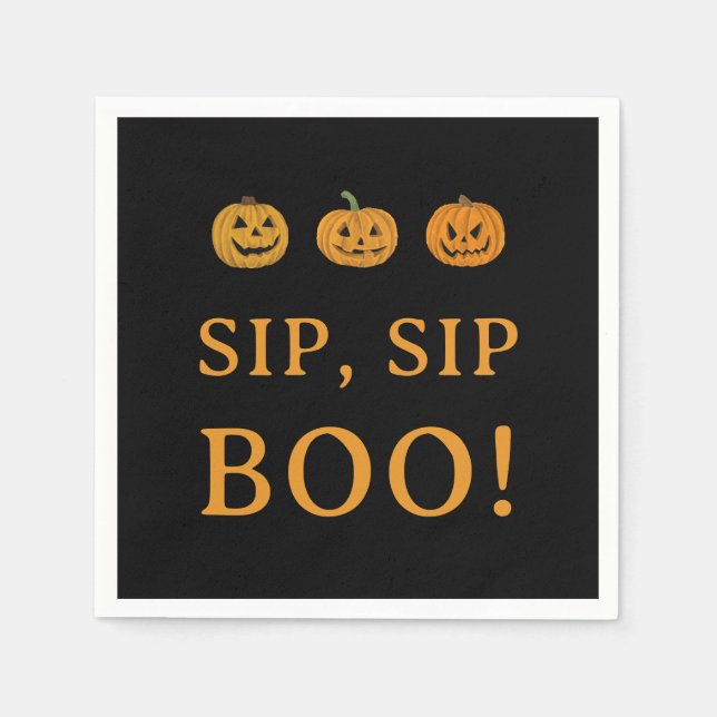 Serviette En Papier Sip Sip Boo Halloween Party | Pumpkins & Booze (Devant)