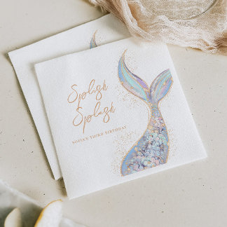 Serviette En Papier Sirène à éclaboussures Anniversaire