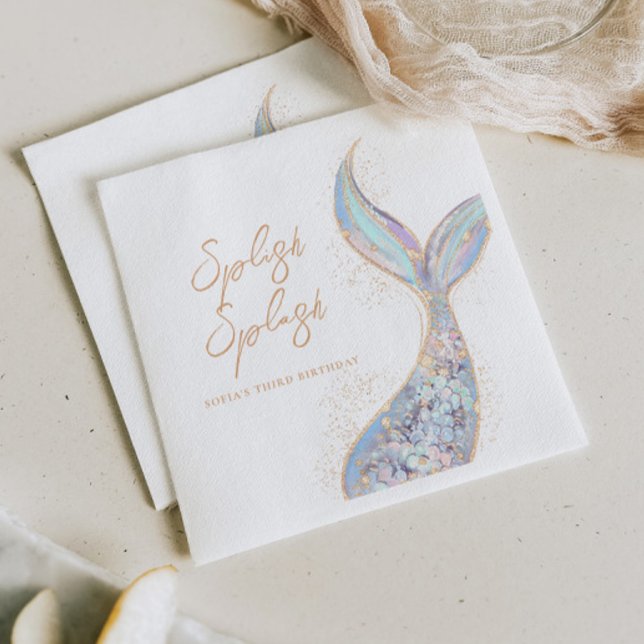 Serviette En Papier Sirène à éclaboussures Anniversaire (Créateur téléchargé)