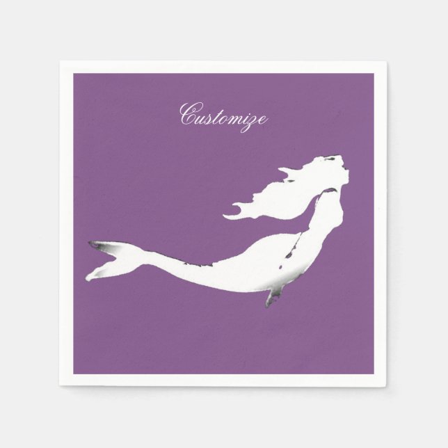 Serviette En Papier Sirène blanche sous-marine nage Thunder_Cove (Devant)