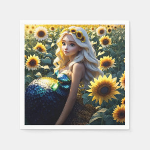 Serviette En Papier "Sirène de tournesol : floraison dans l'iridescenc