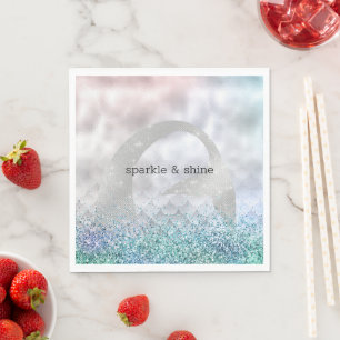 Serviette En Papier Sirène d'eau rose violet Parties scintillant d'arg