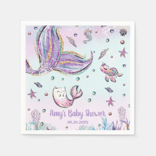 Serviette En Papier Sirène lunaire sous la douche d'anniversaire de l