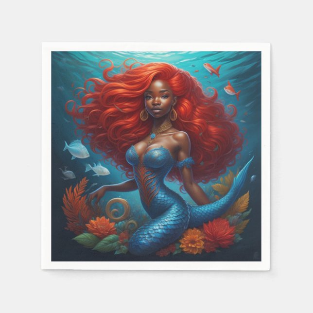 Serviette En Papier Sirène noire (Devant)
