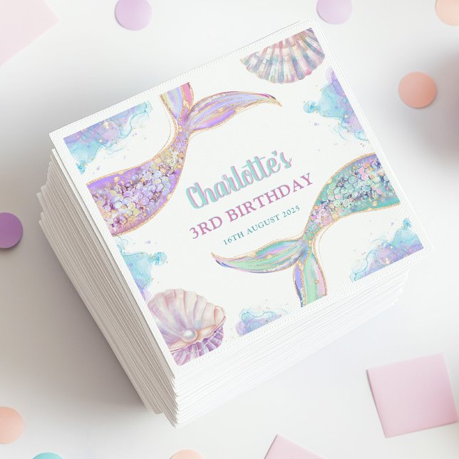 Serviette En Papier Sirène sous la mer 3e anniversaire (Créateur téléchargé)
