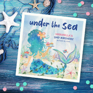 Serviette En Papier Sirène sous la mer Girl's Beach Anniversaire