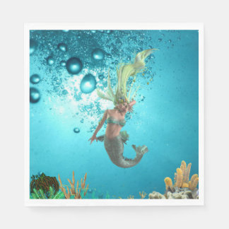 Serviette En Papier Sirène Sous L'Eau