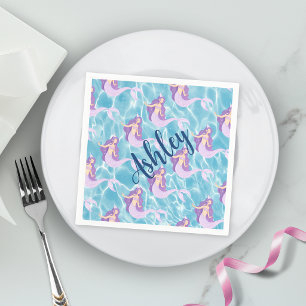 Serviette En Papier Sirène sous l'eau aquarelle océan fête pour enfant