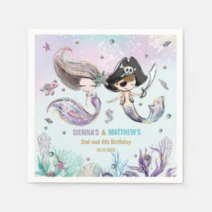 Serviette En Papier Sirènes et pirates sous la mer Anniversaire conjoi