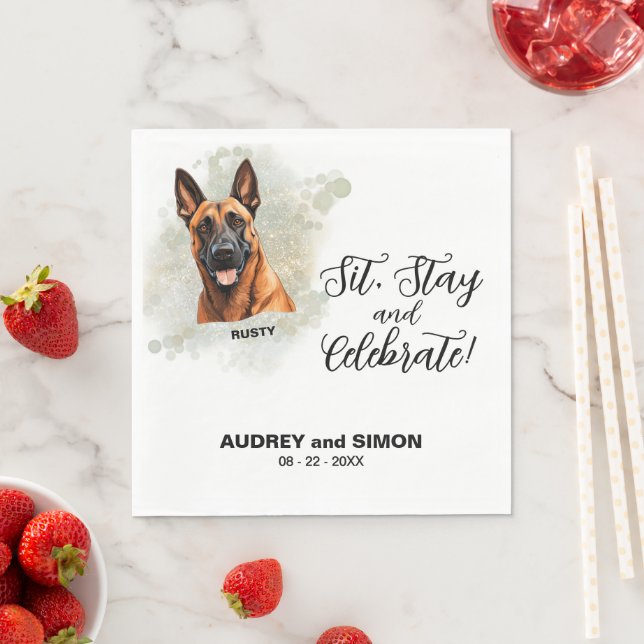 Serviette En Papier Sit, Stay & Celebrate Belgian Malinois Wedding (En situation)