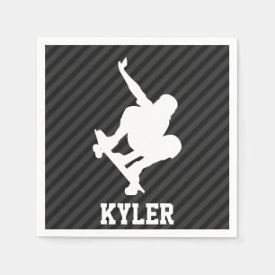 Serviette En Papier Skateboard ; Gris noir et gris foncé