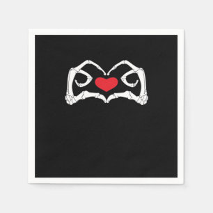 Serviette En Papier Skeleton Coeur Et Mains Drôle